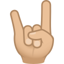 Sign of the horns: medium-light skin tone :metal_tone2: 🤘🏼