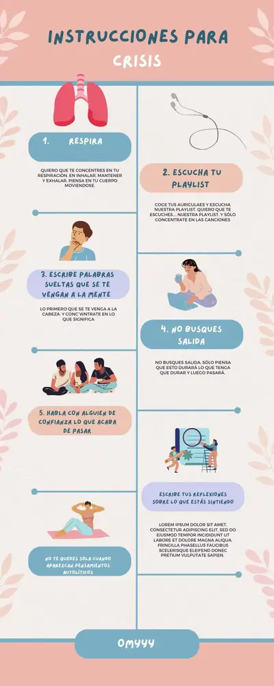 Infografía Consejos para Cuidar Tu Salud Mental Simple Ilustrado Rosa y Azul.webp